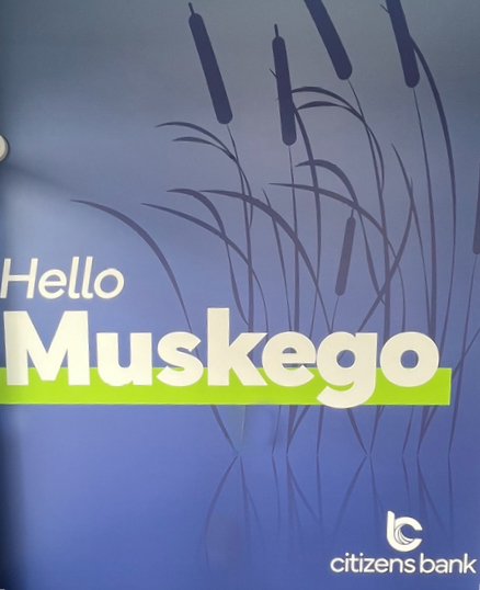 Close up of entry wall at Muskego branch