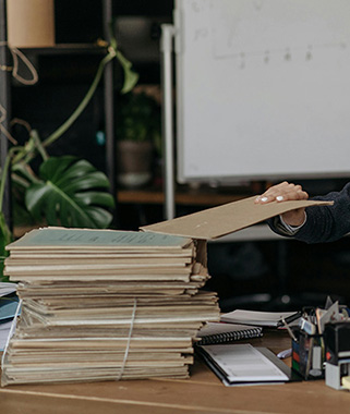 Small stack of papers on desk