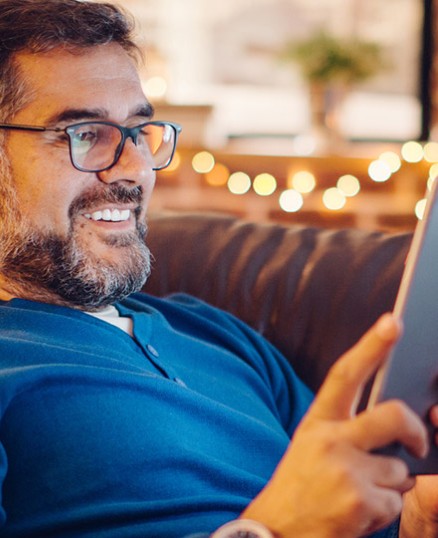 Man holding tablet